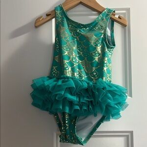 Teal and Gold Mermaid Tutu Leotard
